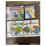 3 games, 1 puzzle, Monopoly Jr, has2 levels, Sorry
