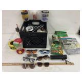 Crate of MIsc items, Driveway Medic, Cauction tape