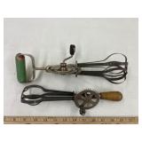 2 VIntage C&J Hand Beaters, wooden handles