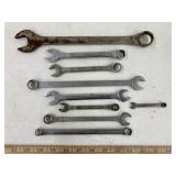 9 open & box end wrenches various brands made USA