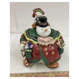 Fitz & Floyd Snowman Cookie Jar, small chips on