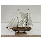 Blue Nose Wooden Ship approx 16 x 16 x 3