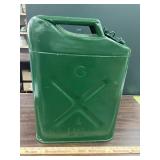 Green 5 gallon metal gas can