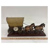 Vintage United Covered Wagonw/horses mantel clock