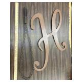 Vintage metal rug beater & Letter 'H'