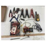 Box of electrical testers, stripers & more