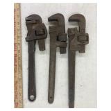 3 vintage pipe wrenches