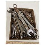 Box of Misc, open box & end wrenches, standard