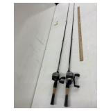 2 - Zebco 33 fishing rods & reels, 1 not complete