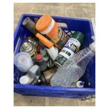 3 crates of cleaners, paints & oils