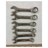 6 Pro Series shorty wrenches, 3/8 to 3/4