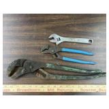 3 Channel Lock tools, 1, adjustible, 2 plyers