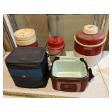 2 small coolers & 3 drink coolers