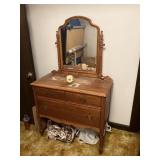 Mirrored 3 drawer dresser 38 x 19 x 63  a stands