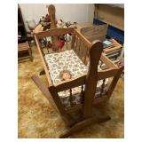 Vintage wooden cradle, 21 x 36 x 36 as it sits