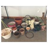 Angel Statue & flower pots