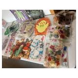 Tote of vintage cutout cardboard holiday decor,