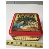 1992 Crayola tin w/ 64 pk crayons, has been opened