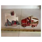 American Greeting blown firetruck w/snowman