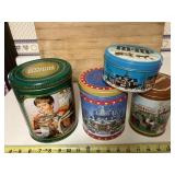 4 Collectable tins, Hershey's, Snickers, M&M's &