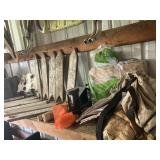 Contents of shelf, wood signs, decoration,