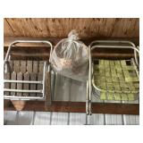 2 lawn chairs & basket in rafters