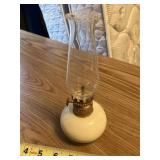 Oil Lamp, 8' tall, Ivory/cream glass base