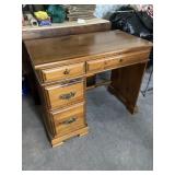 Wood 4 drawer Desk, 37x20x30 & Chair 16x18x34 1/2