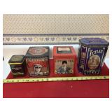 4 Vintage tea tins, bring box