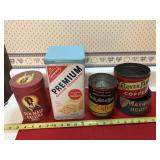 5 vintage tins includes a Nabisco Cracker tin