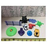 Lot of Miniature toys includes wind up bat, whiste