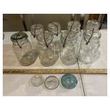8 Atlas w/glass/wire lids 7 extra lids