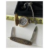 Majestron pocket watch & matchin knife NIB