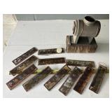 Vintage slide projector with glass slides