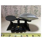 Antique Miniature cast iron scale w/weights