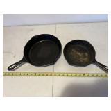 2 cast iron skillets, 10 1/2' & 8'