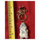 Vintage SnowBuddy & Enameled goldtone Snowman pins