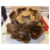 Vintage Monkey Pod Lotus Snack Lazy Susan bowl