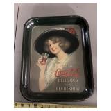 Coca-Cola (woman) metal tray 13 1/4 x 10 3/4