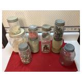 Lot of 10 jars, 7 canning ones have zinc lids,