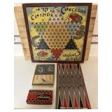 Vintage Chinese Checkers board, Checkers w/board &