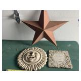 2 concrete plaques, metal star