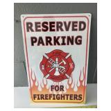Reserved Parking for FireFighter Sign, NEW in pack