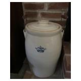 5 gallon, 2 wooden handled w/lid Crown Crock
