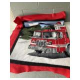 Fire Engine at Station throw blanket, 54 x 45