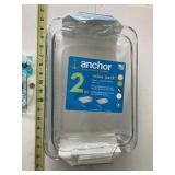 Set of2 rectangle Anchor Hocking baking dishes NEW