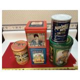 4 tins, Lipton, Nestle, Purina, Maxwell House(full