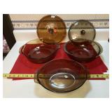 Pyrex covered  dish, made in USA covered dish-chip