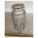 Vintage Atlas qt jar w/clover & Good Luck on it,