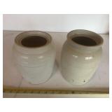 2 crocks, no lids & few chips as shown